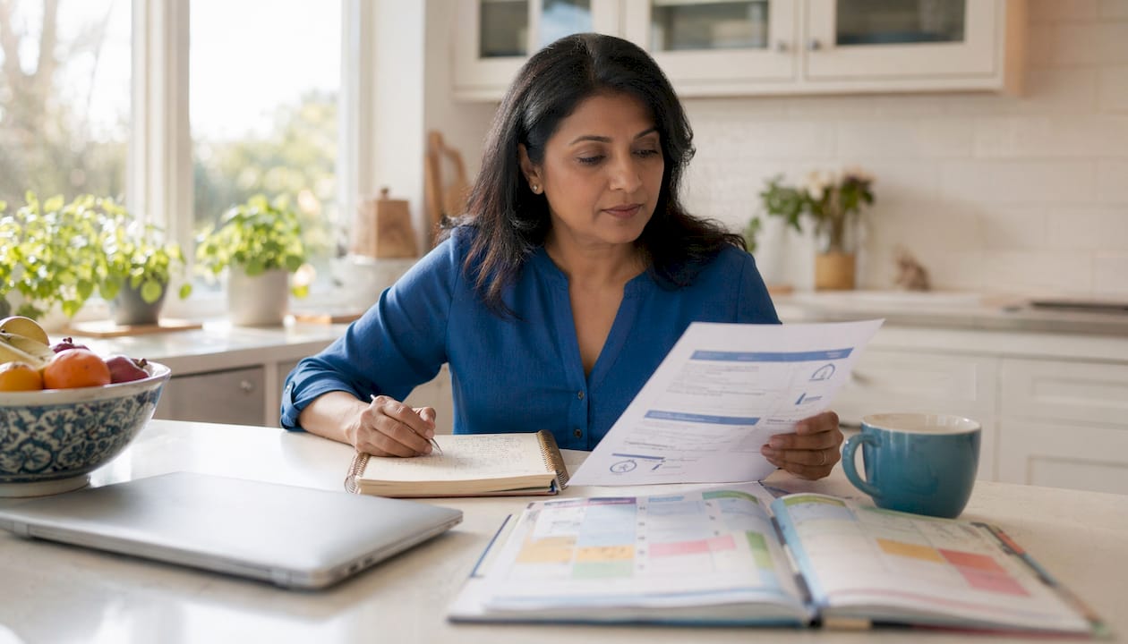 1784105880474 Small Business Owner Reviewing Health Insurance Documents
