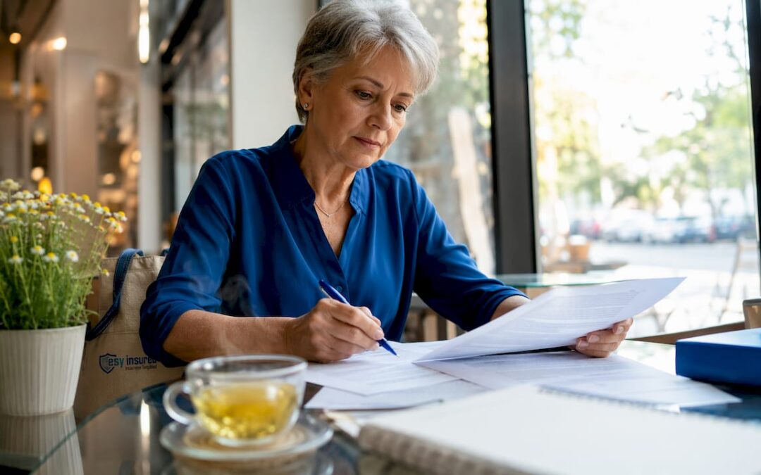 Woman reviewing probate documents at home