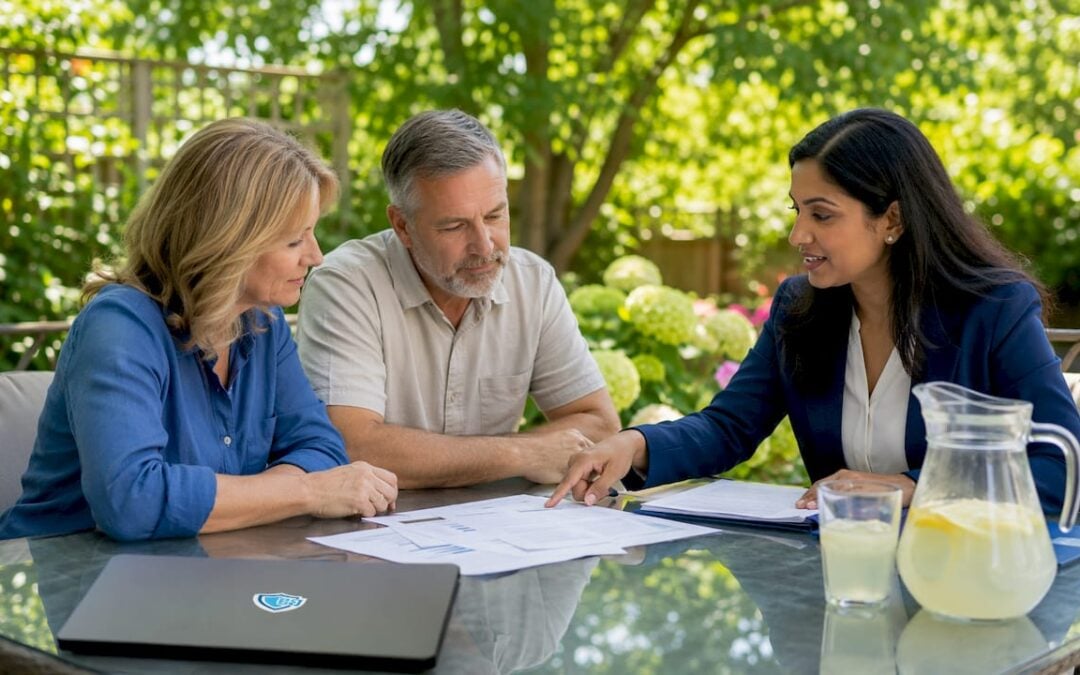 Canadian couple consulting estate planner at home
