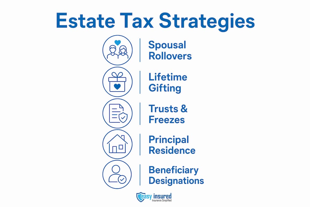 Infographic showing estate tax reduction strategies