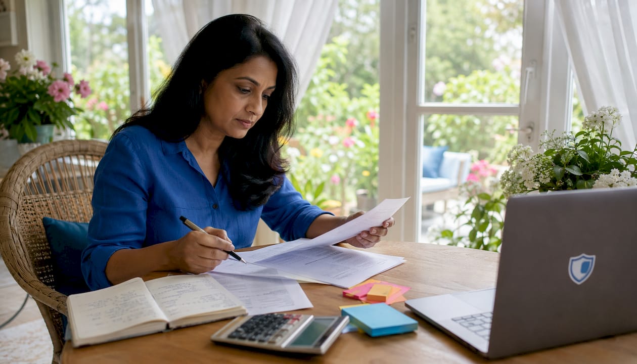 1784817950483 Woman Reviewing Disability Insurance Policy At Home