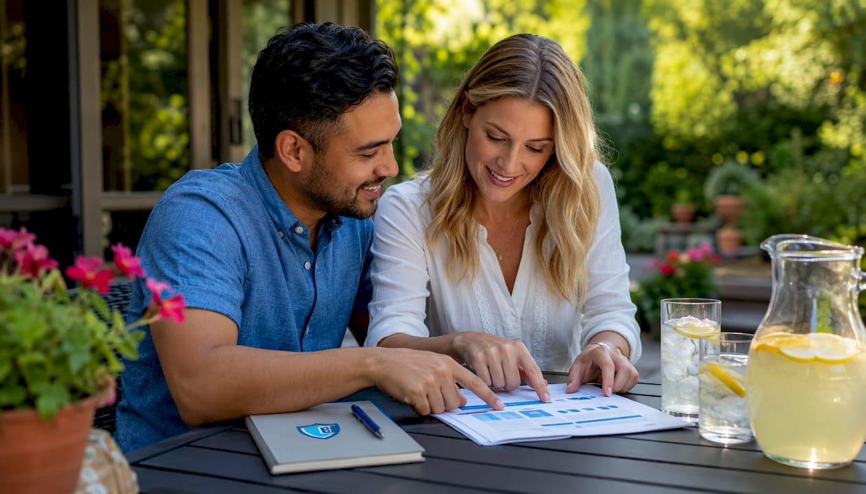 Homeowners reviewing insurance comparison chart