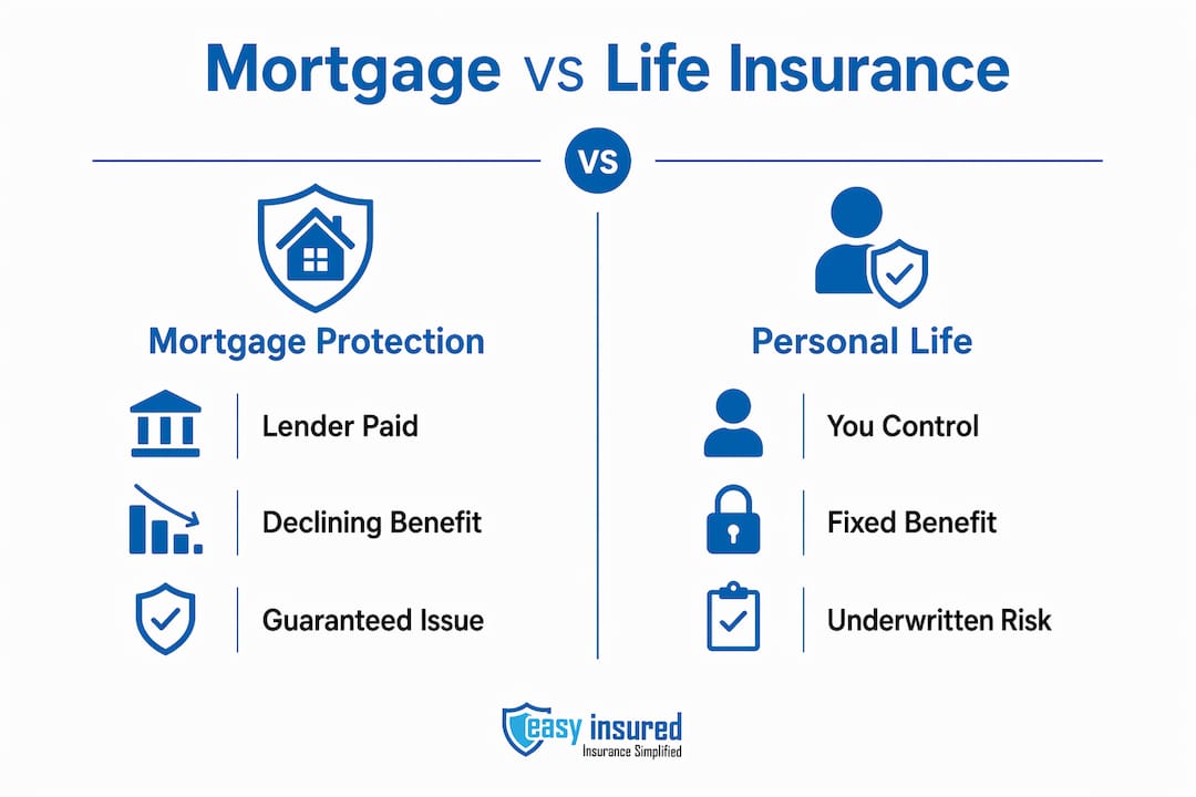 Infographic comparing mortgage protection and personal life insurance