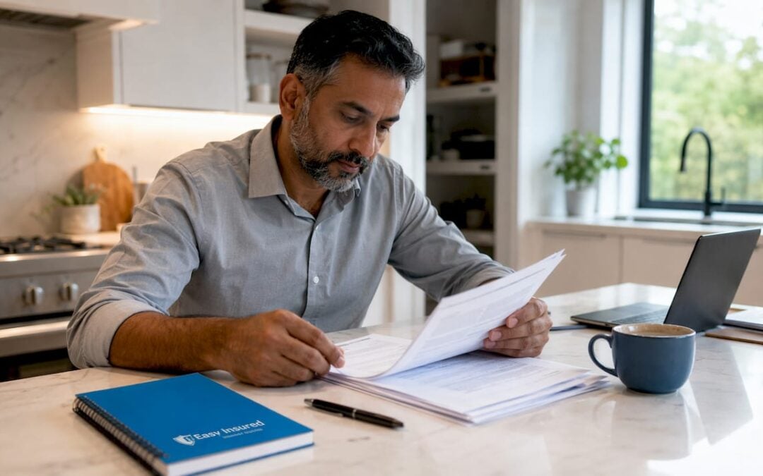 Man reviewing probate documents at home table