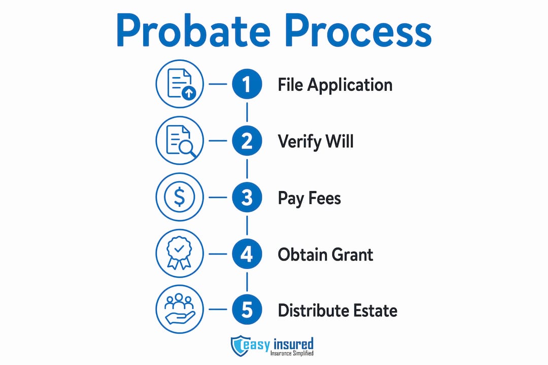 Infographic showing probate process step-by-step