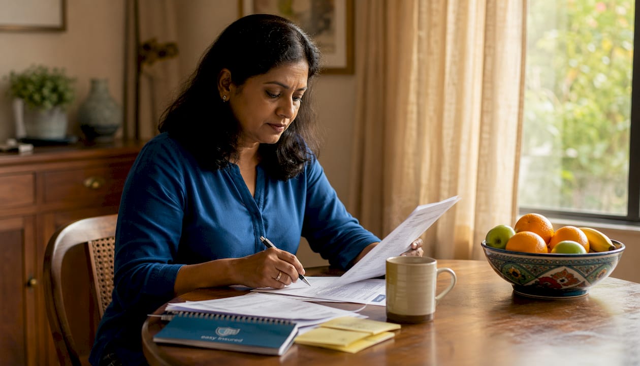 1785259789697 Small Business Owner Reviewing Insurance Papers