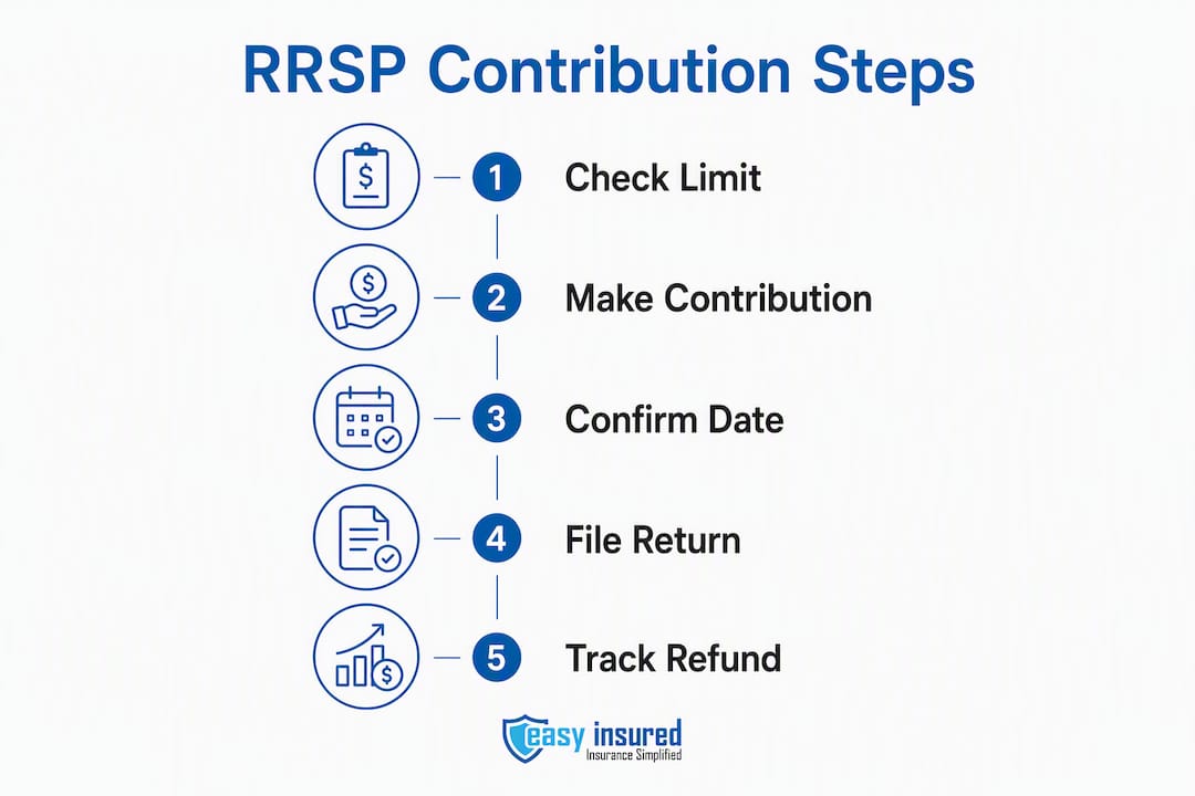 Infographic showing step-by-step RRSP contribution process