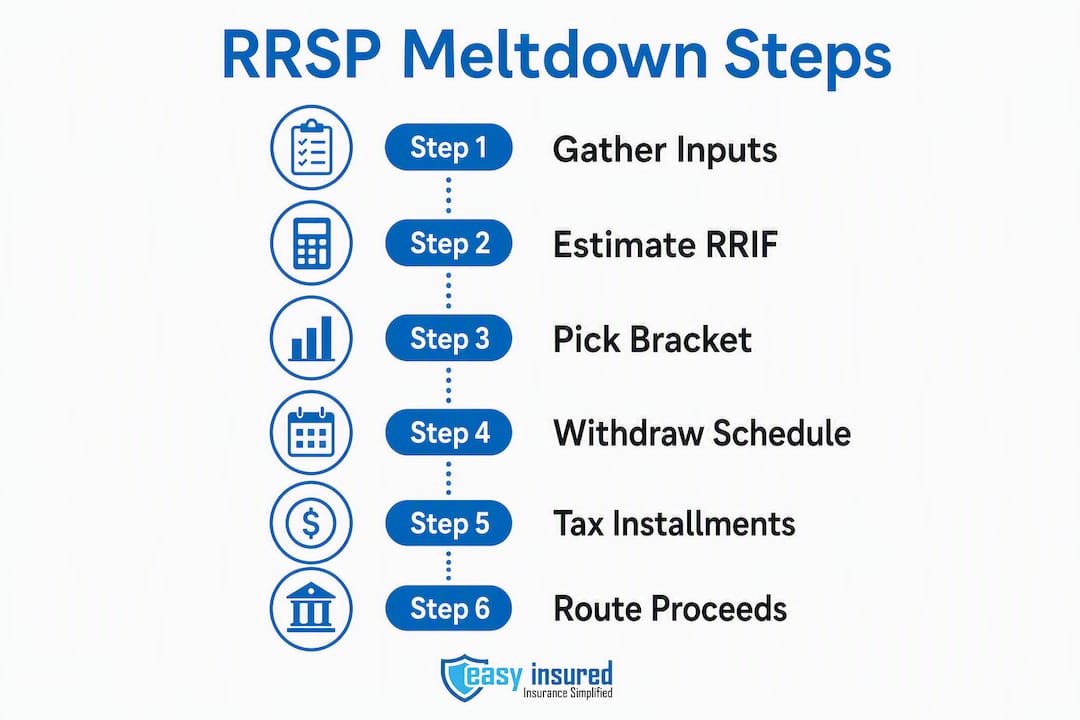Infographic illustrating RRSP meltdown key steps