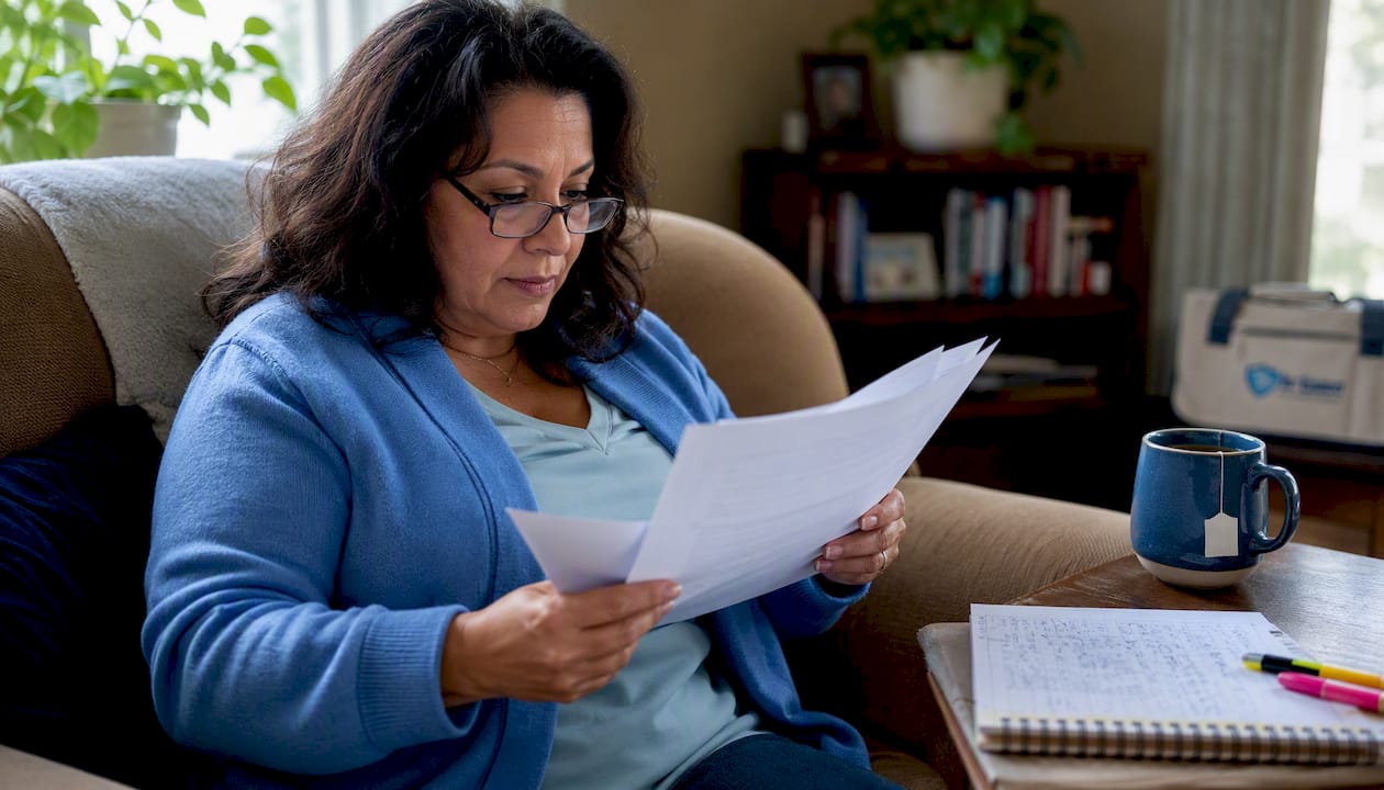 1785596548395 Woman Reviewing No Medical Exam Insurance Forms