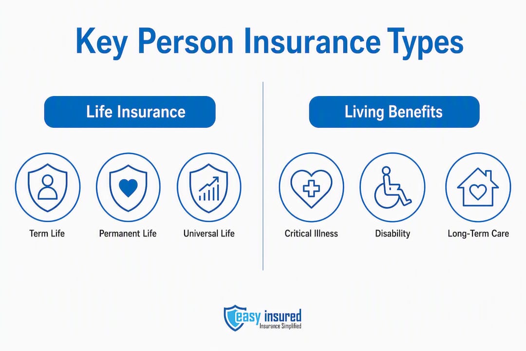 Infographic comparing types of key person insurance policies