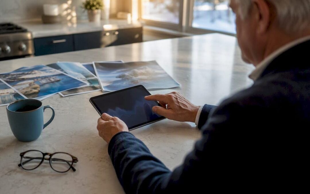 Business owner reviewing investment options