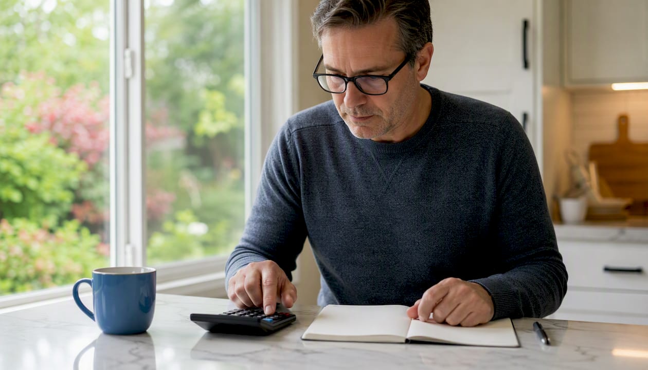 Hands calculating financial planning documents