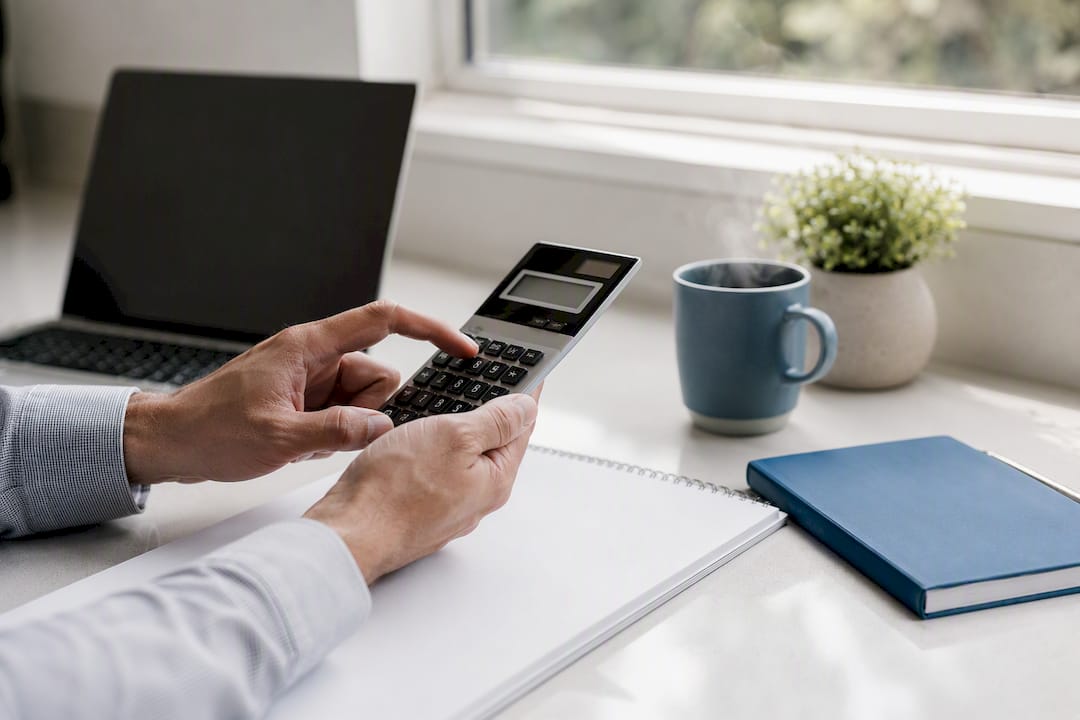 Hands calculating insurance loan