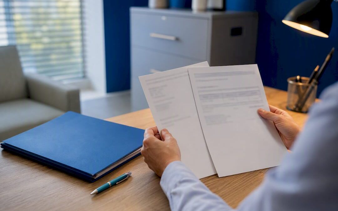 Hands reviewing disability tax slips