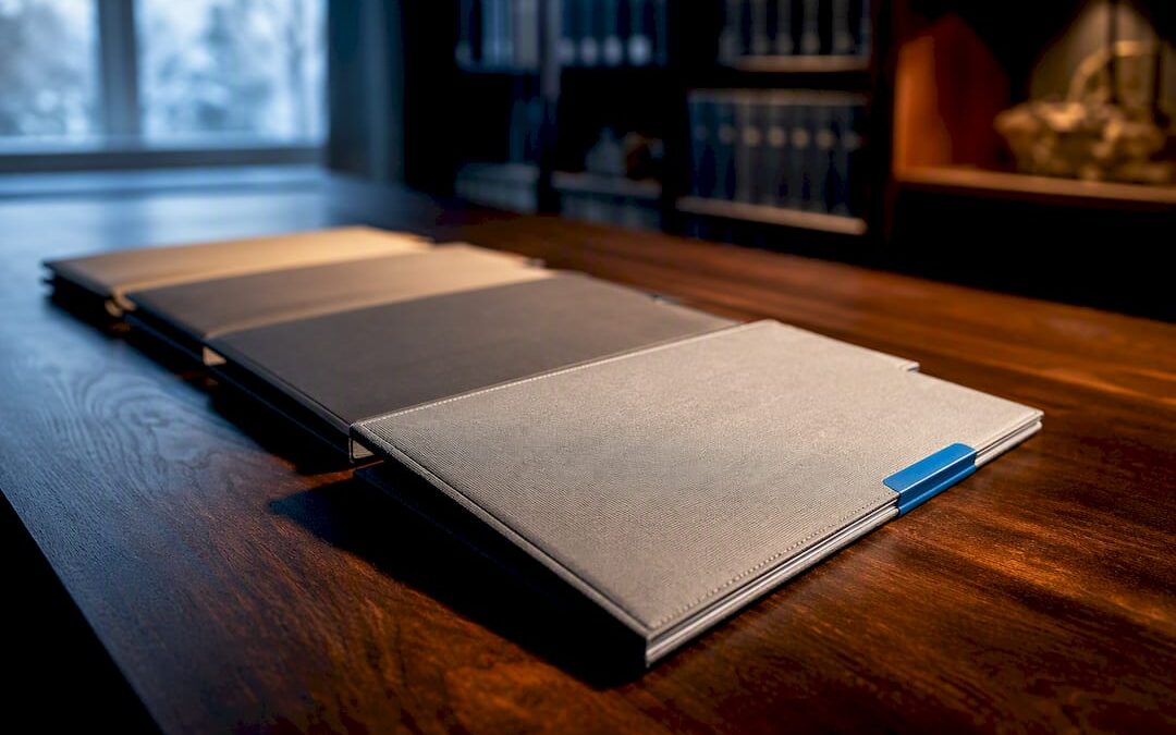Four insurance documents in dramatic light