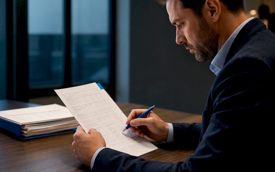 Broker reviewing life insurance application