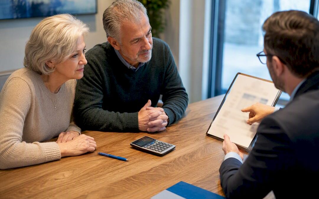 Couple reviewing retirement income timing options
