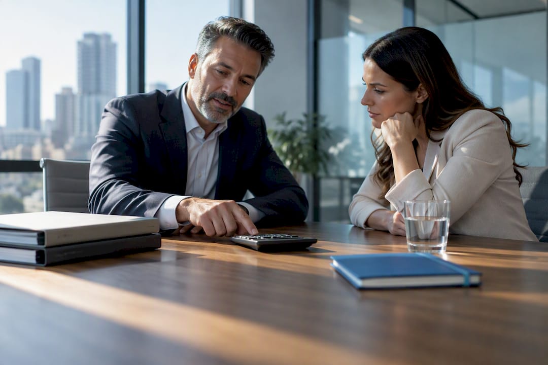 1790229622162 Advisor And Business Owner Reviewing Financial Fees
