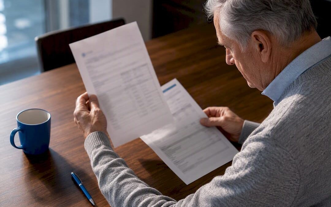 Retiree reviewing OAS repayment paperwork