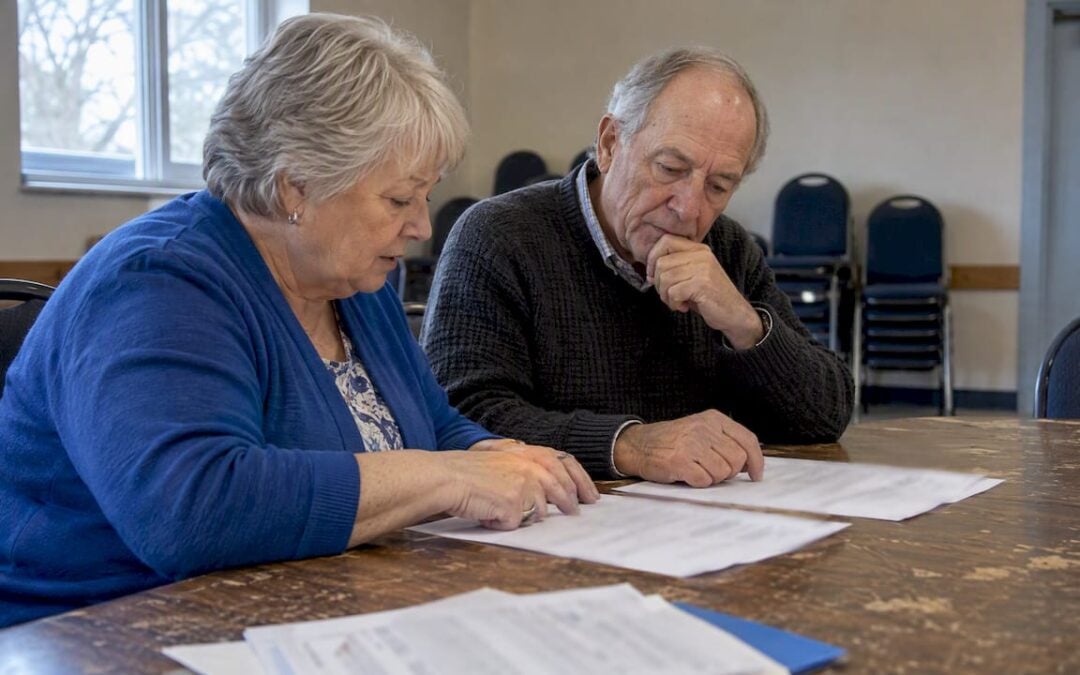 Spouses comparing annuity payment options